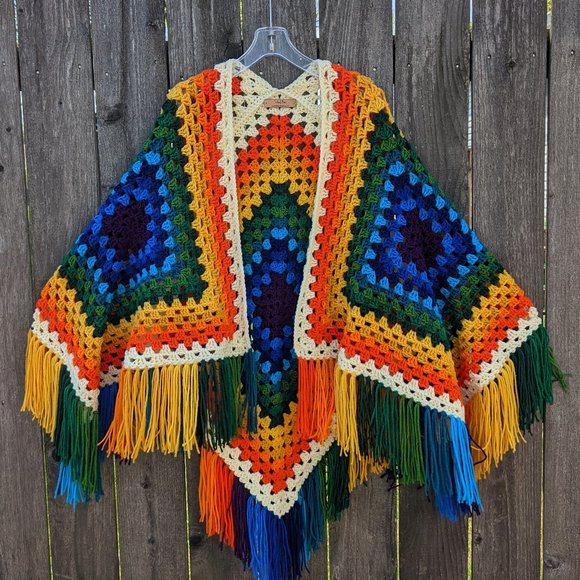 Color Fest Ruana Handmade Crochet by Tribal Bae - Picture 7 of 12